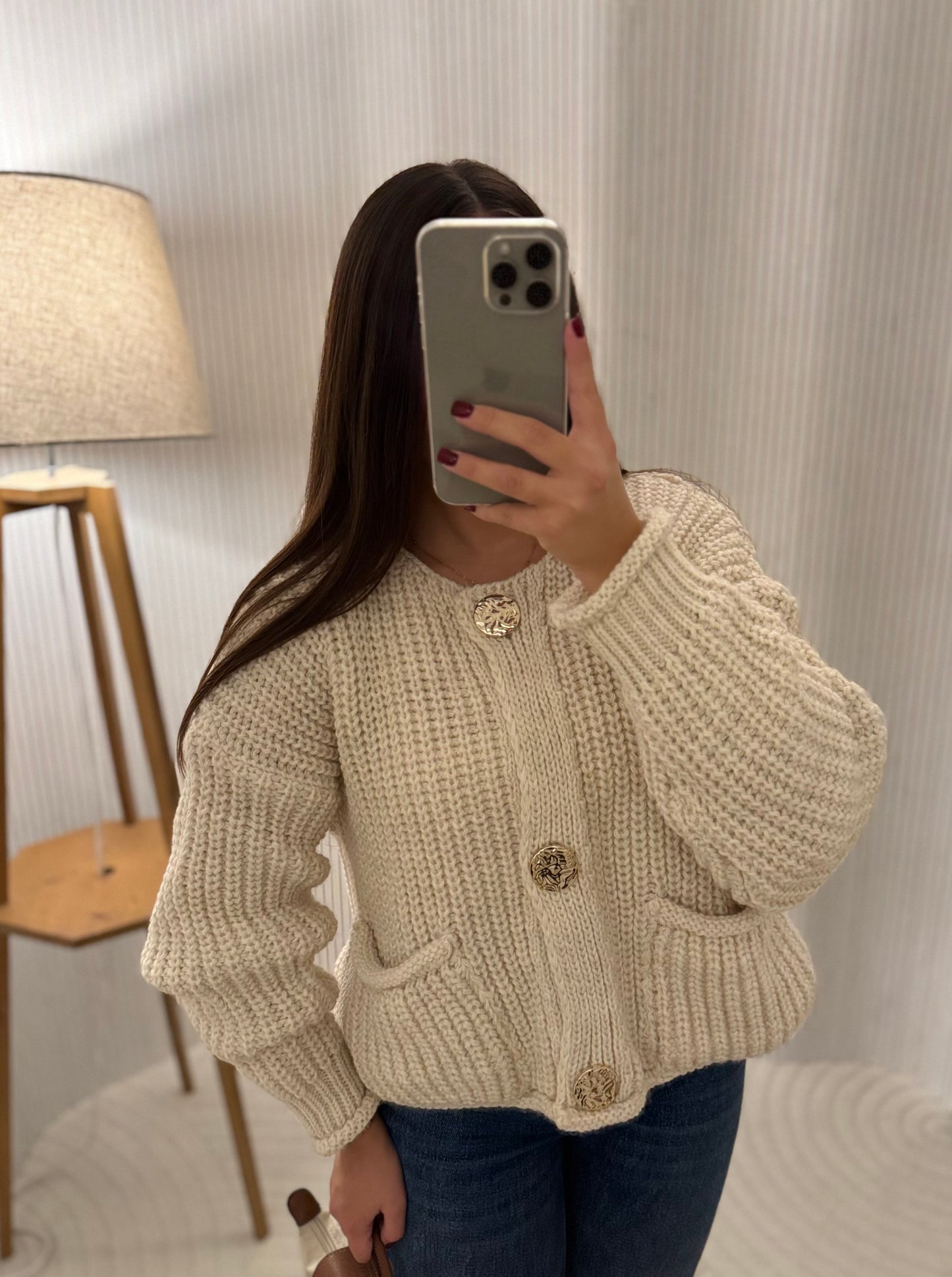 Gilet en maille écru