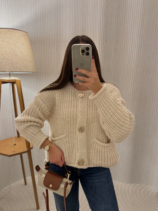 Gilet en maille écru