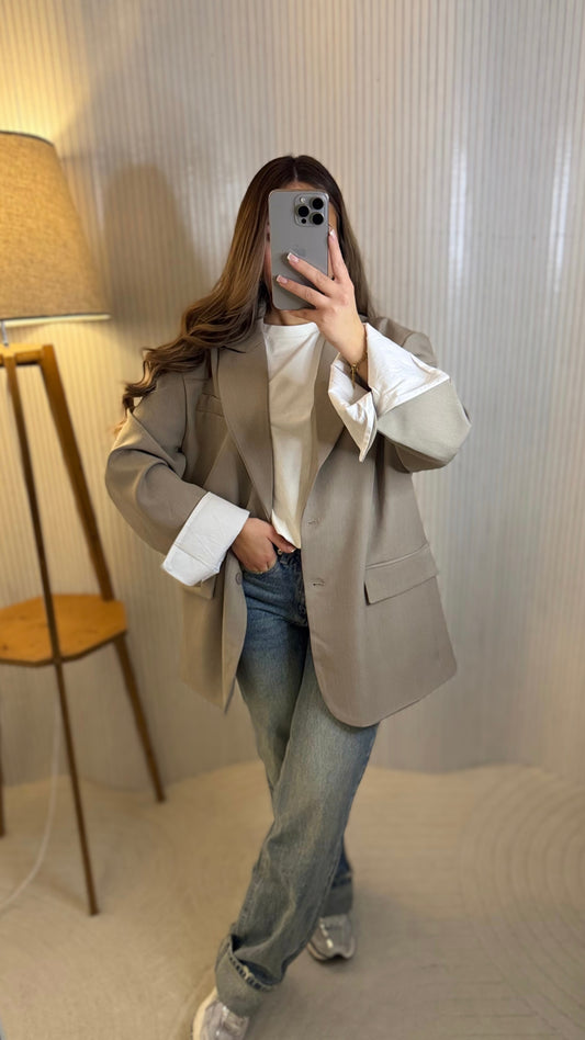 Blazer taupe à revers