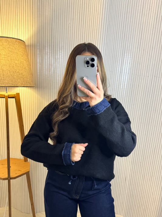 Pull avec détails en jean